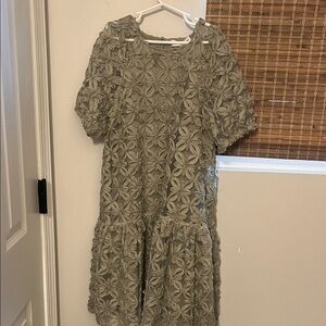 Zara Kids Dress in Green/Gray Floral Design